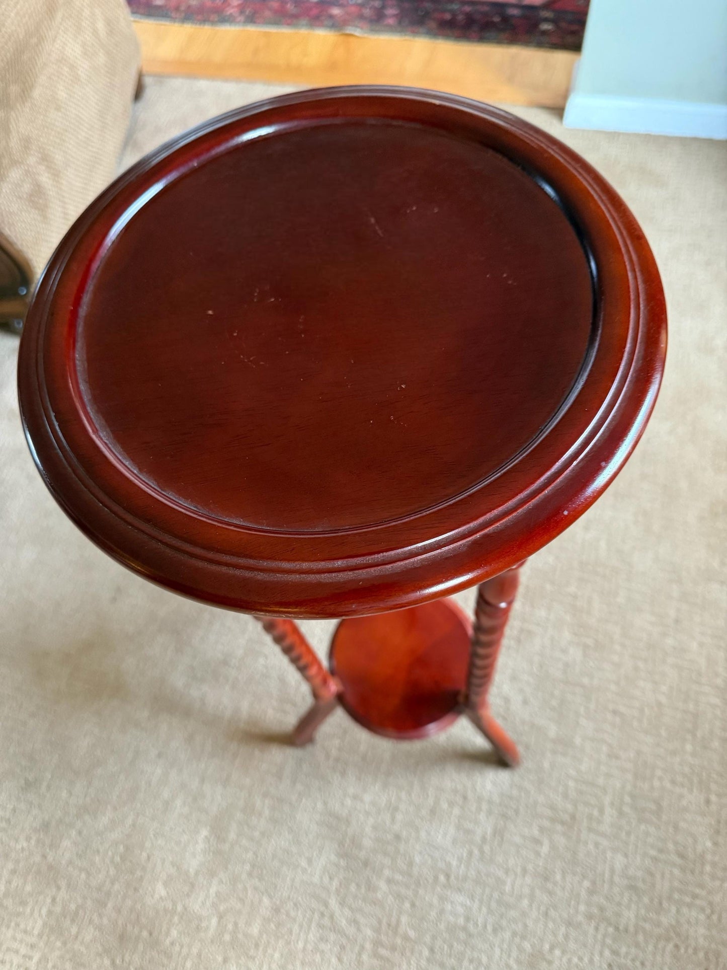 Antique Barley Twist Tall Plant Stand Side Table Pretty Accent Table Lover Antiques and Vintage