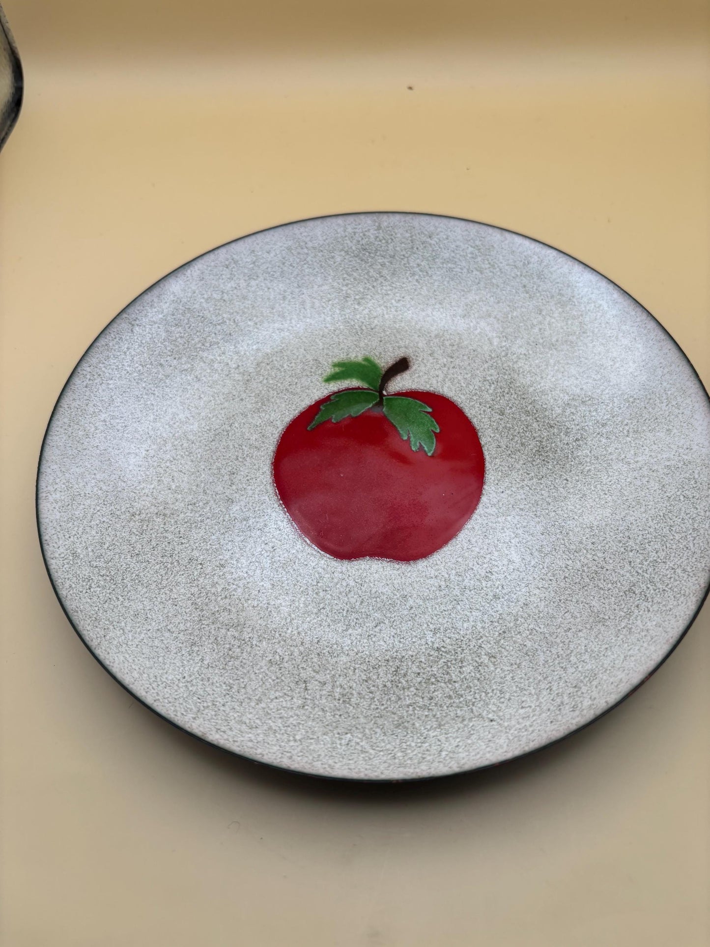 Vintage Bovano Enamel on Copper Apple Plate Lover Antiques and Vintage