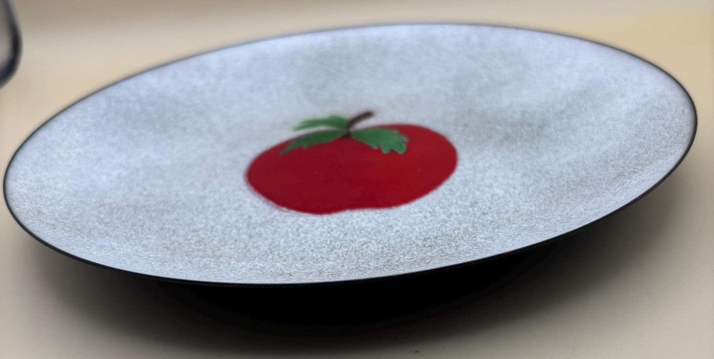 Vintage Bovano Enamel on Copper Apple Plate Lover Antiques and Vintage