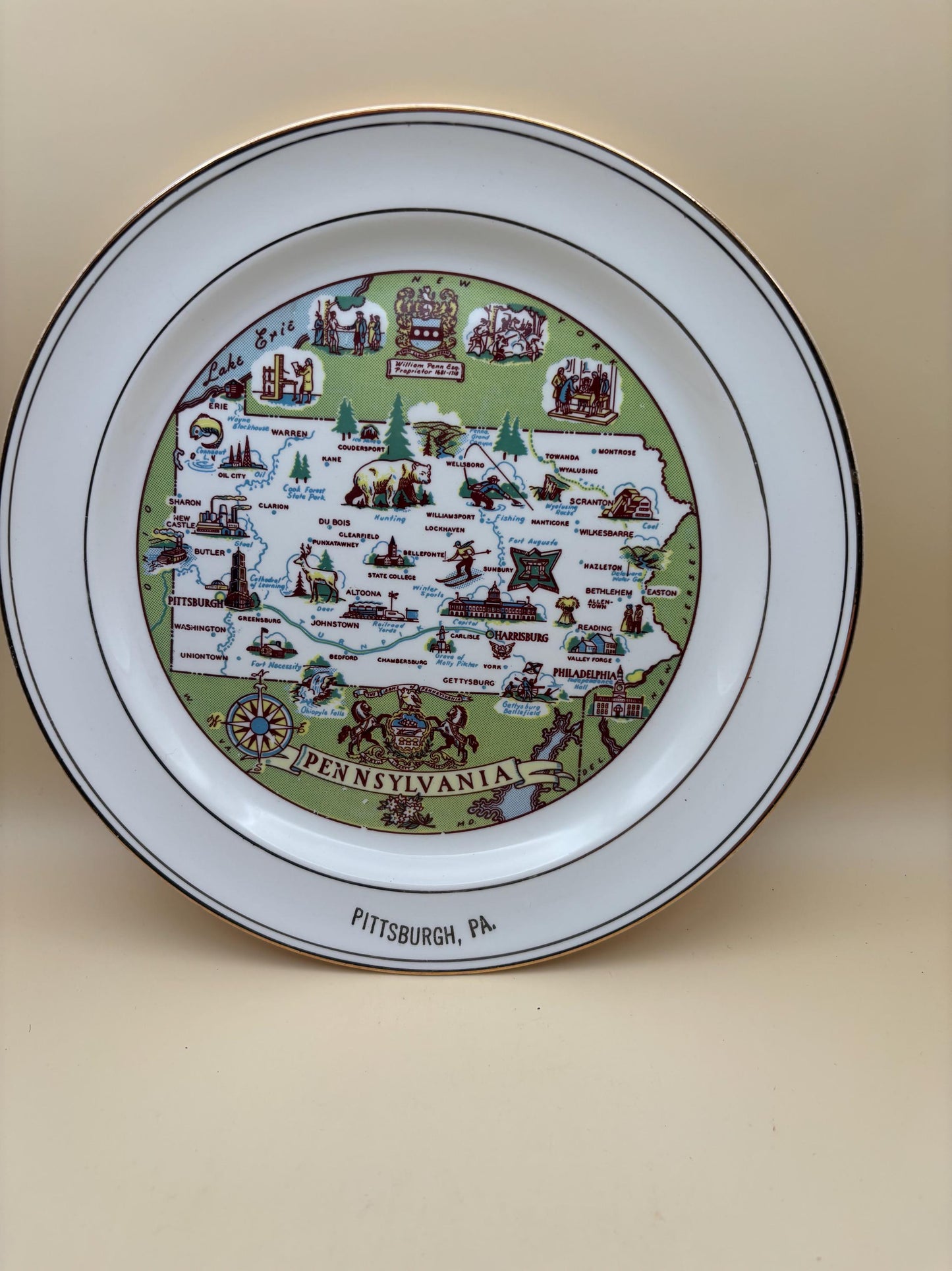 Vintage Taylor Smith Taylor Pennsylvania Map Plate No. 10541 Lover Antiques and Vintage