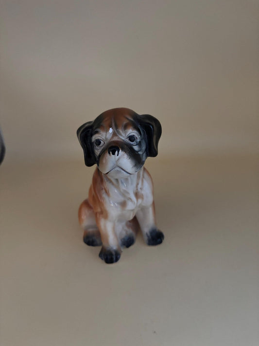 Vintage Boxer Dog Statue Hand Painted Japan Figurine Animal Figure Lover Antiques and Vintage
