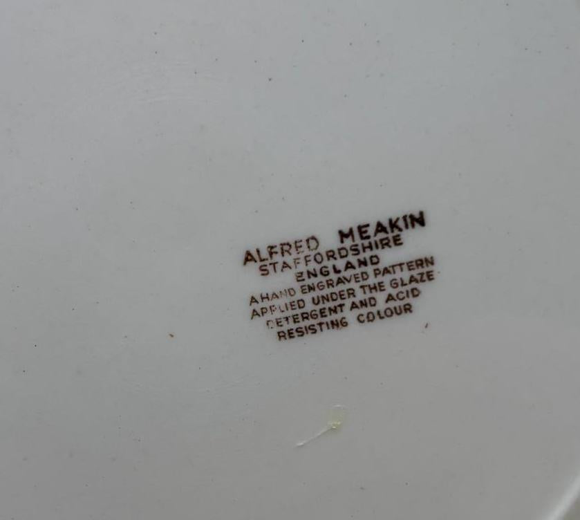 Vintage Alfred Meakin Staffordshire England The Friendship of Salem Fair Winds Original Copper Engravings Dinner Plate Lover Antiques