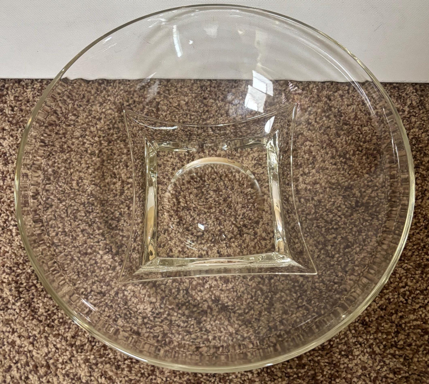 Vintage Mid Century Modern Hazel Atlas Glass Serving Bowl with Square Base Lover Antiques and Vintage