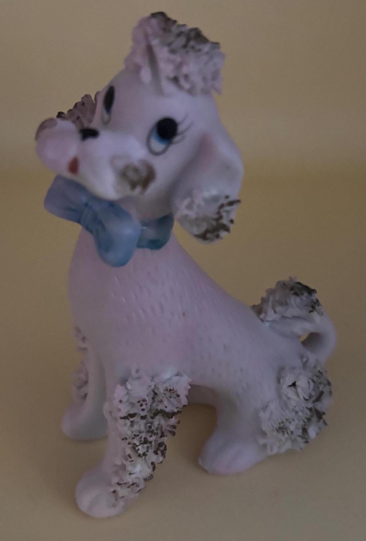 Vintage Pink Poodle Dog Hand Painted Japan Figurine Animal Figure Lover Antiques and Vintage