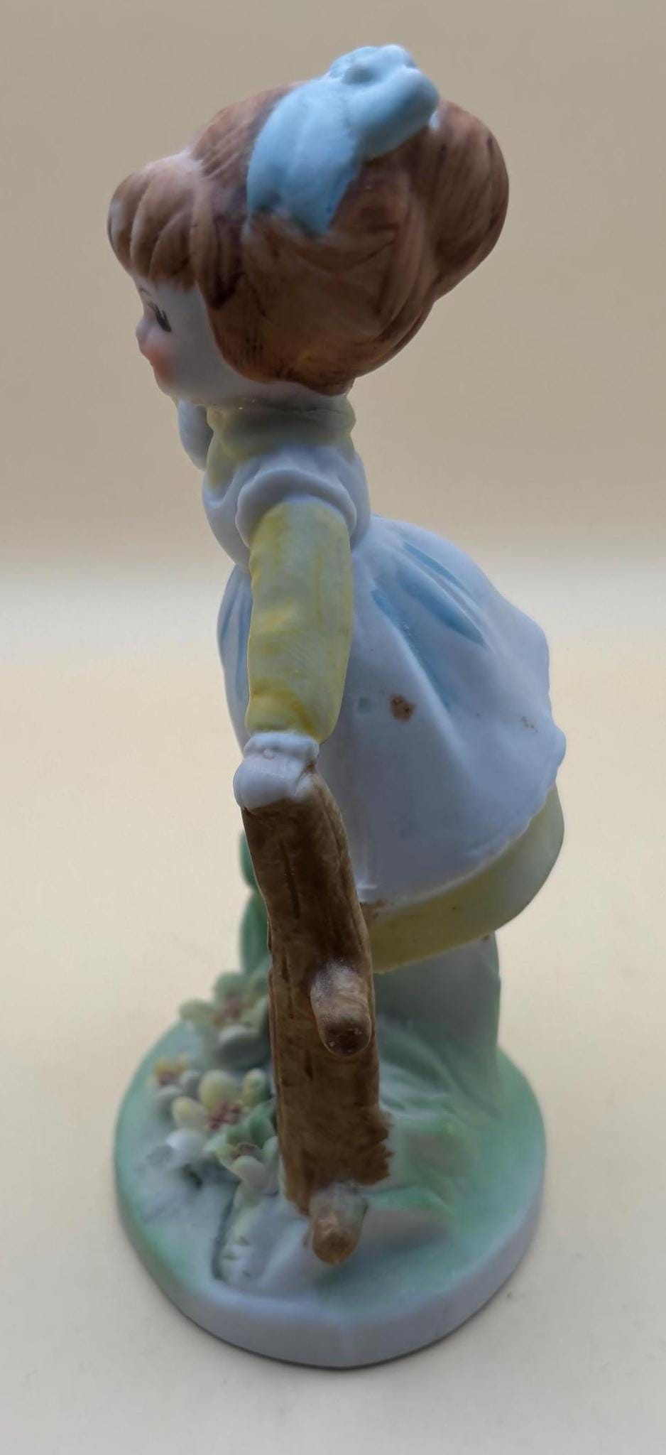 Vintage Napco Girl on Fence China Girl Porcelain Japan Girl Figurine Lover Antiques and Vintage