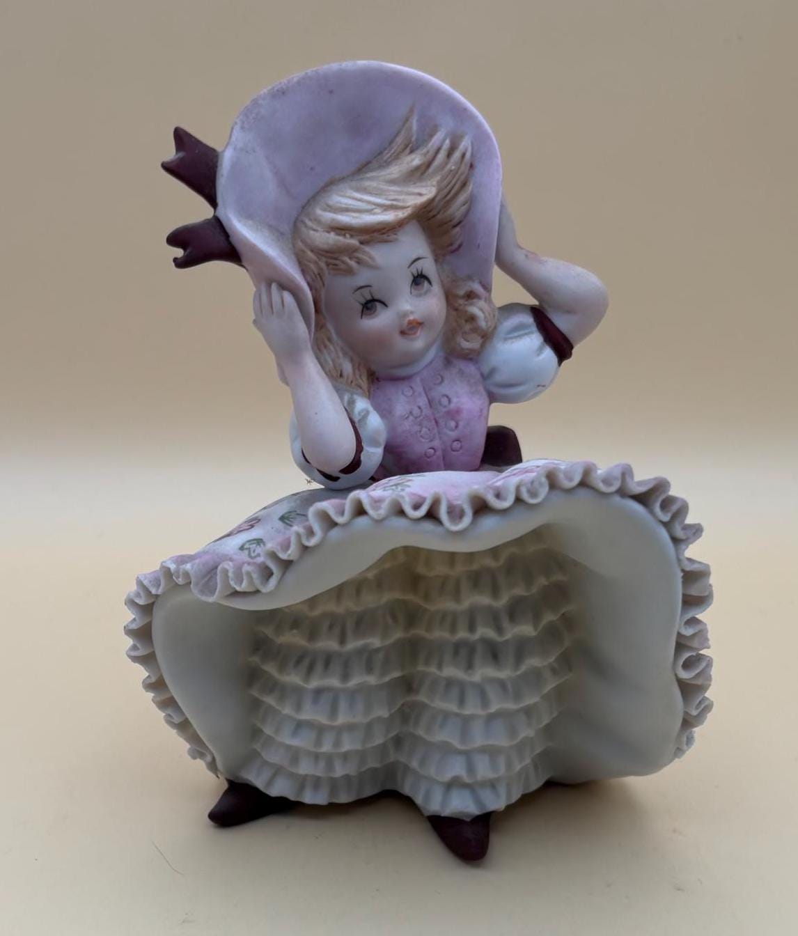 Vintage Napco Girl in Petticoat on Windy Day Fine China Girl No. KW 3701 Japan Girl Figurine Lover Antiques and Vintage