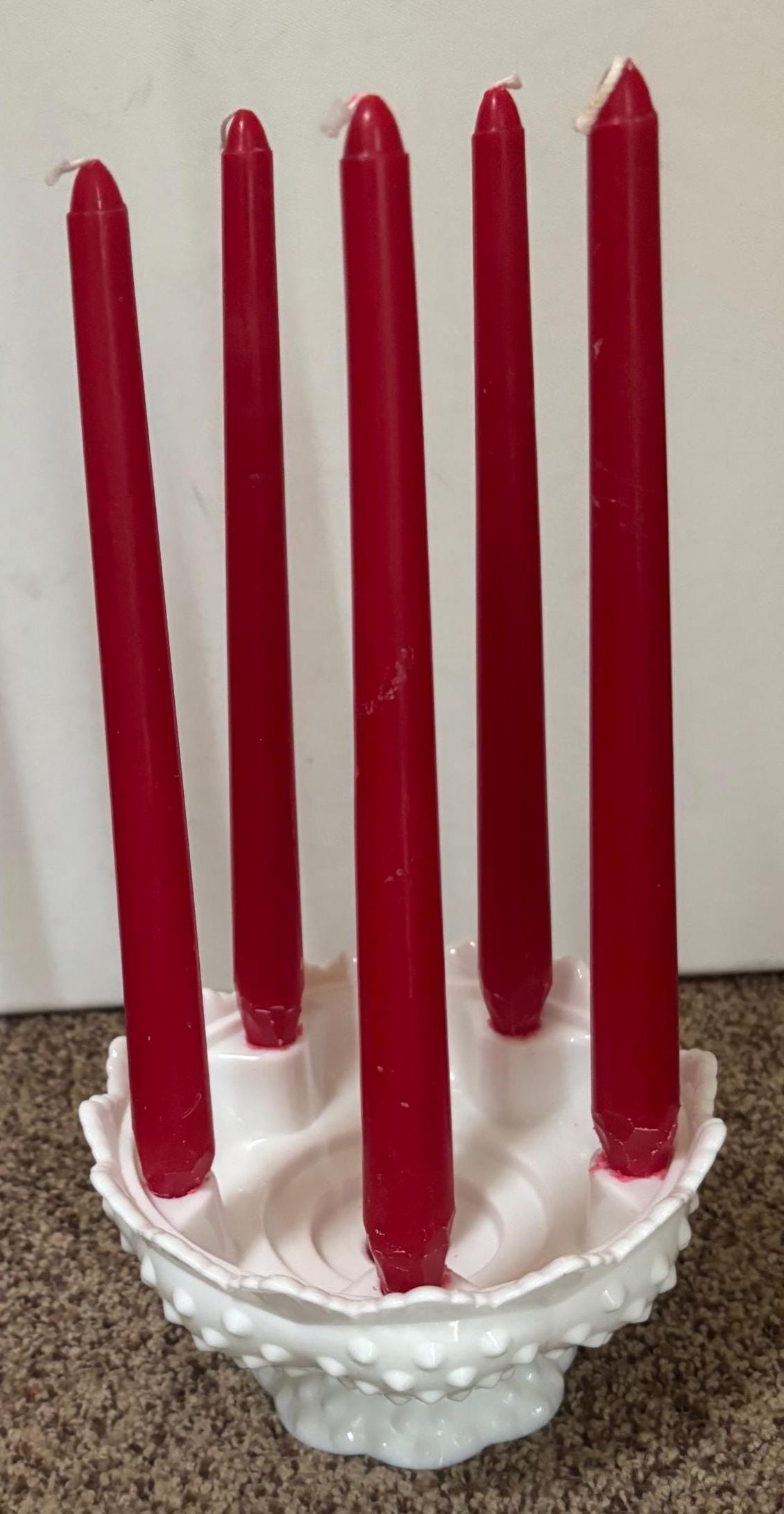 Vintage Fenton Hobnail White Multi Candle Holder with Pedestal Holds up to 6 Candlesticks Lover Antiques and Vintage