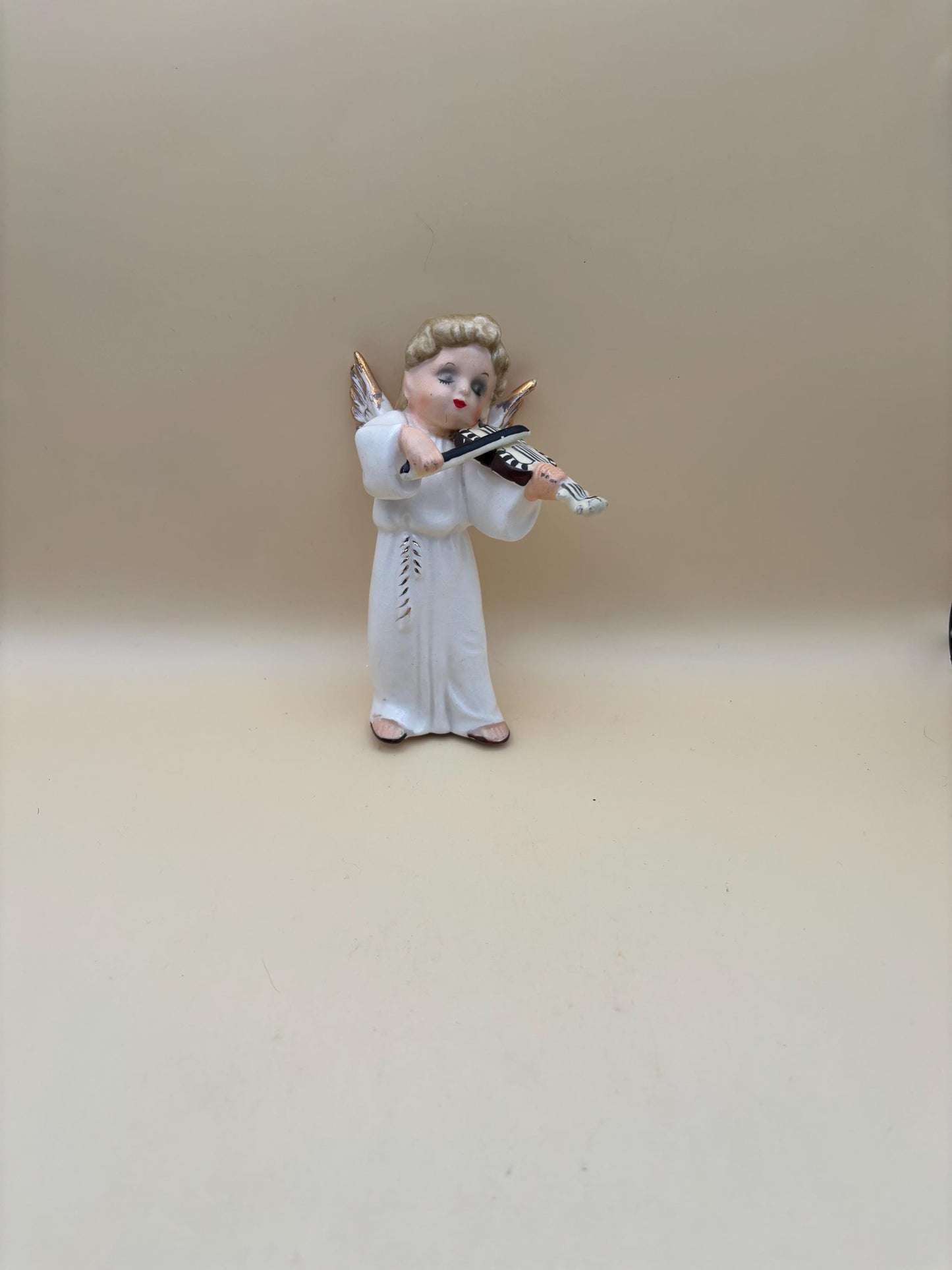Vintage Napco Angel with Violin Figurine Fine China Angel No. C282WB Lover Antiques and Vintage