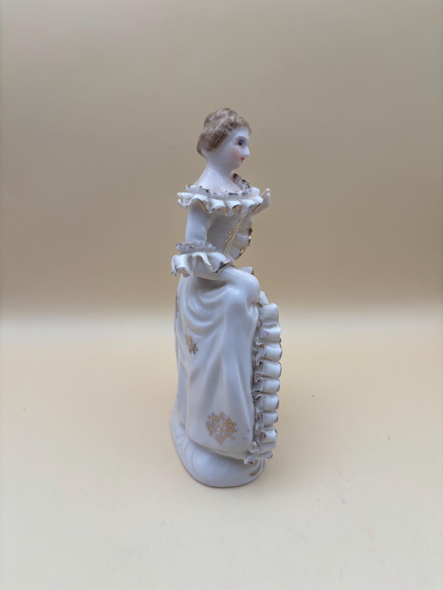 Vintage Victorian RELCO Woman Hand Painted Bone China Figurine Fancy Woman Lover Antiques and Vintage