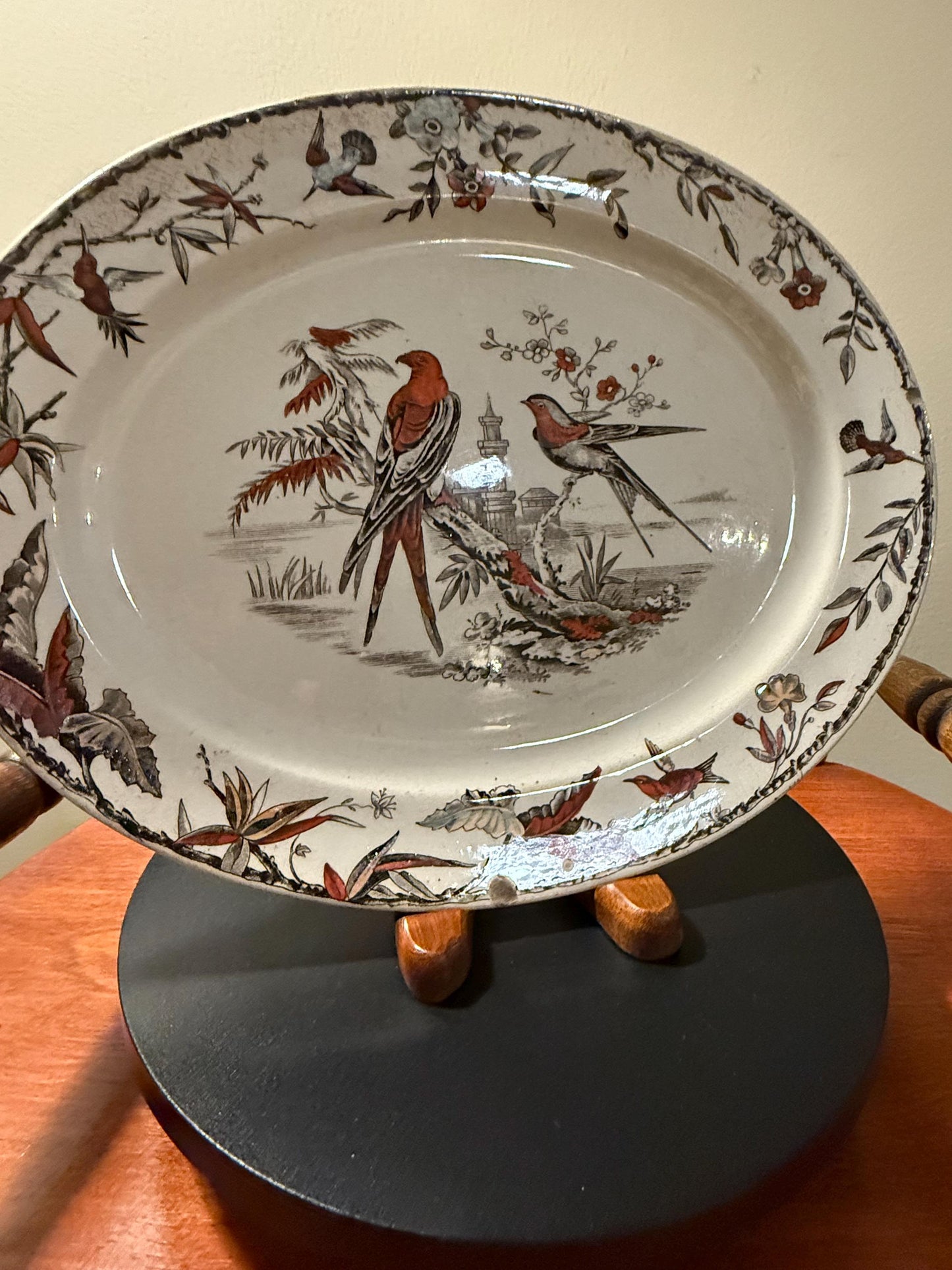 Antique Ridgeway Pottery INDUS Hand Painted Platter Flowers Large Plate RARE Lover Antiques and Vintage