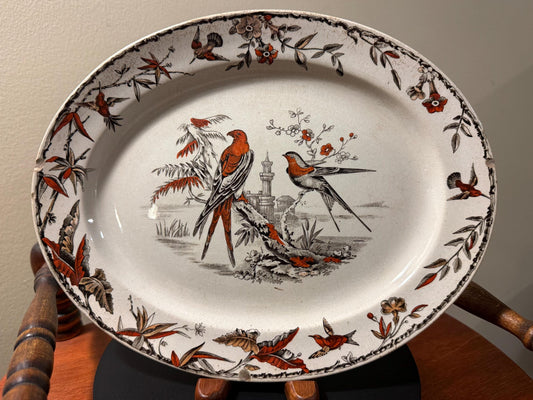 Antique Ridgeway Pottery INDUS Hand Painted Platter Flowers Large Plate RARE Lover Antiques and Vintage