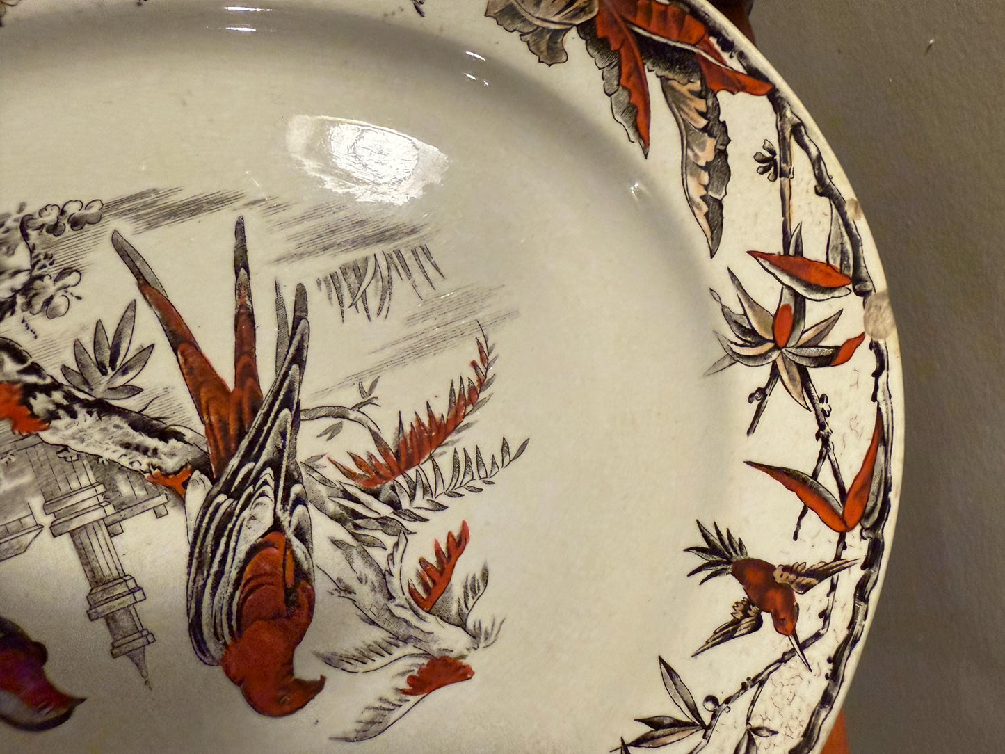 Antique Ridgeway Pottery INDUS Hand Painted Platter Flowers Large Plate RARE Lover Antiques and Vintage