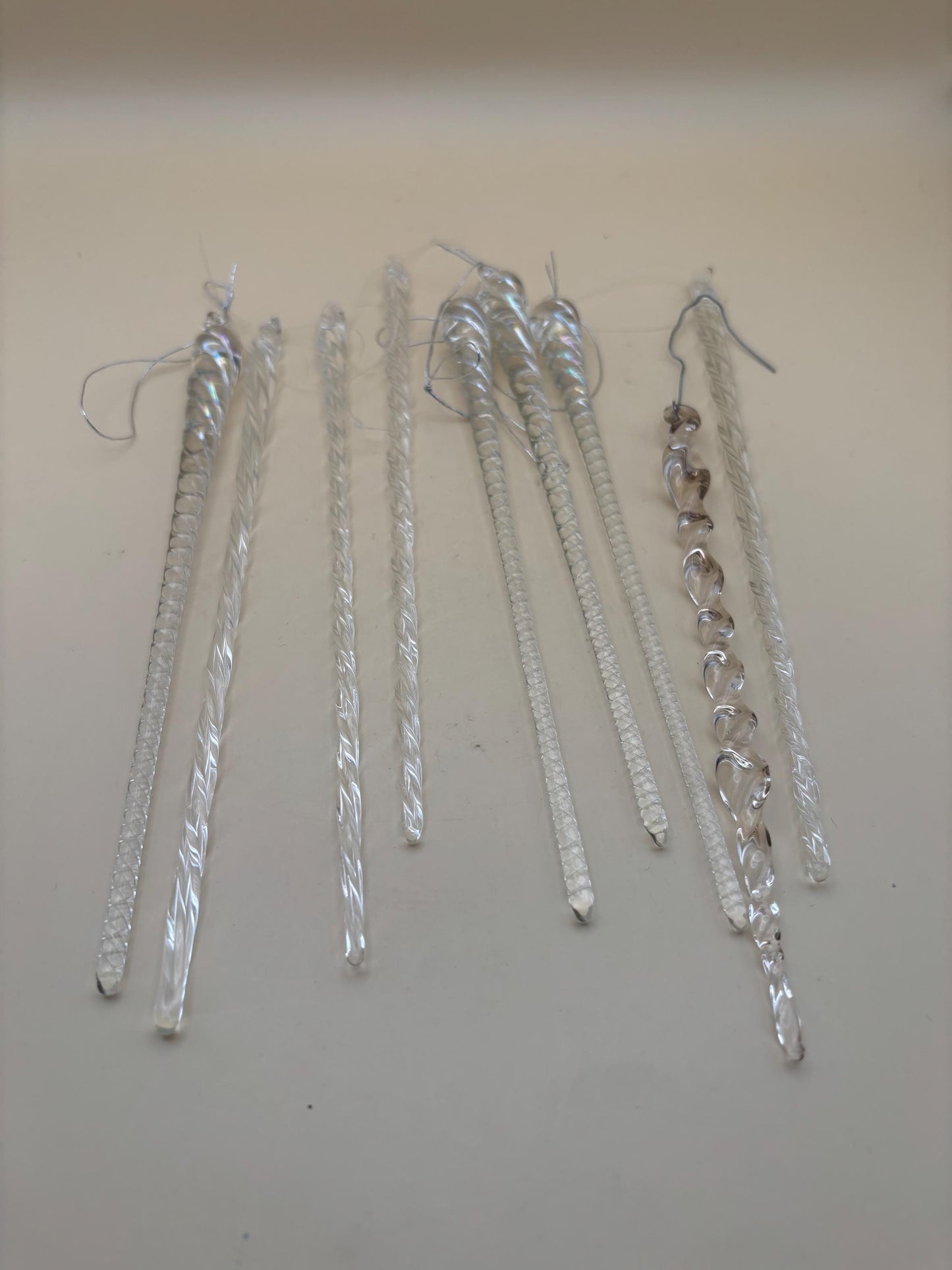 Vintage Crystal Glass Art Icicles Set of 9 Icicle Christmas Ornament Iridescent Crystal Glass Art Glass Icicles Lover Antiques and Vintage