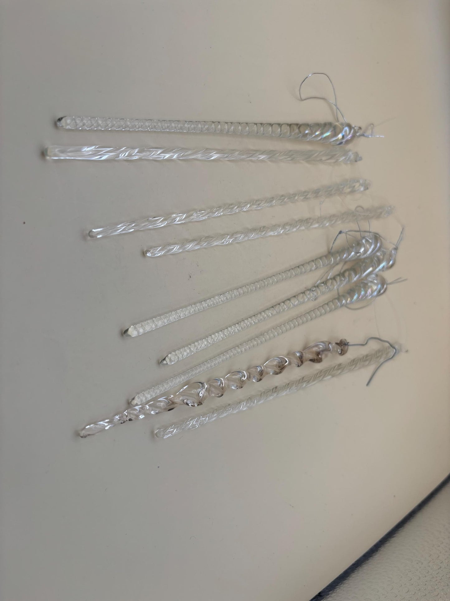 Vintage Crystal Glass Art Icicles Set of 9 Icicle Christmas Ornament Iridescent Crystal Glass Art Glass Icicles Lover Antiques and Vintage