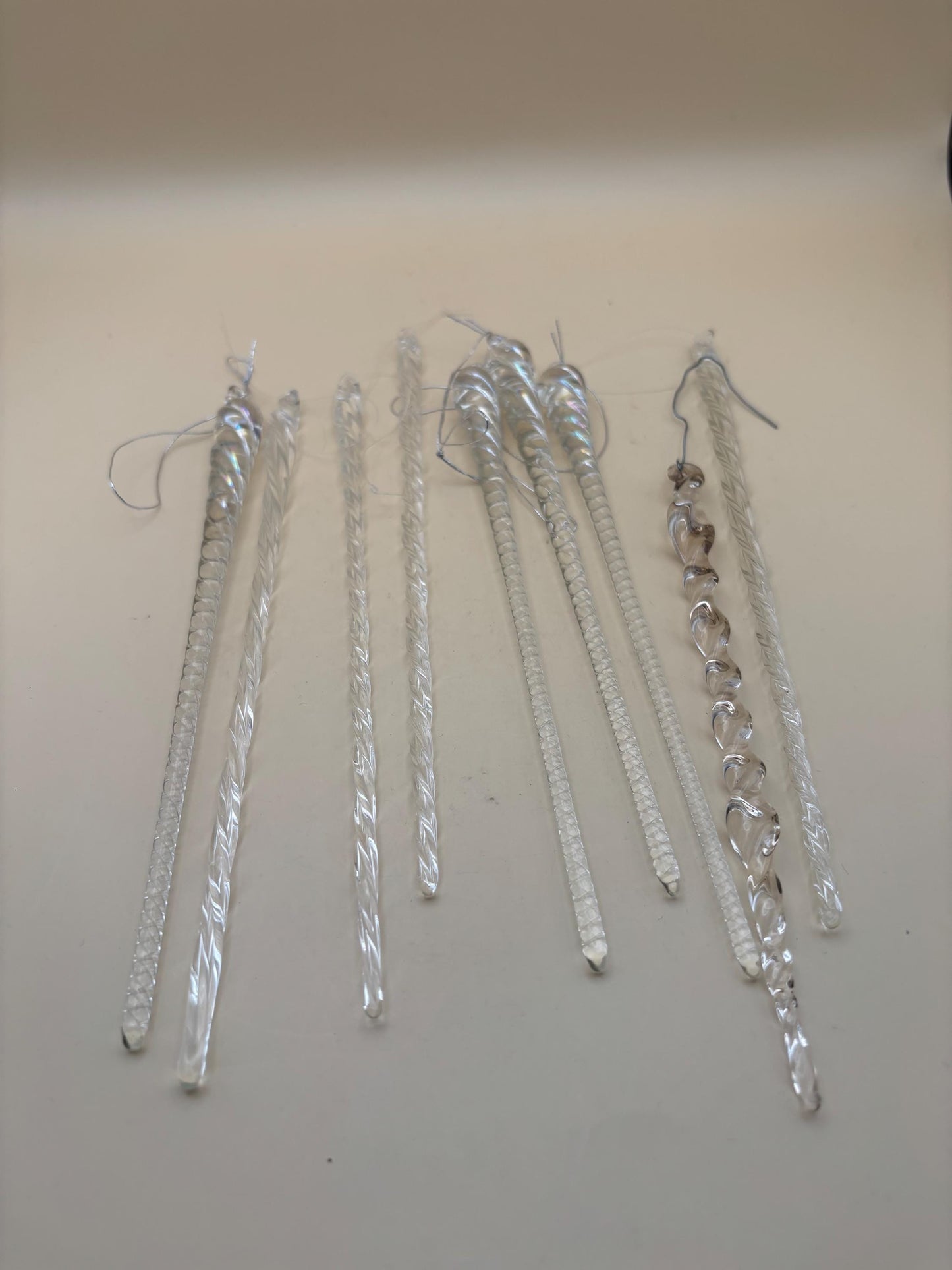 Vintage Crystal Glass Art Icicles Set of 9 Icicle Christmas Ornament Iridescent Crystal Glass Art Glass Icicles Lover Antiques and Vintage