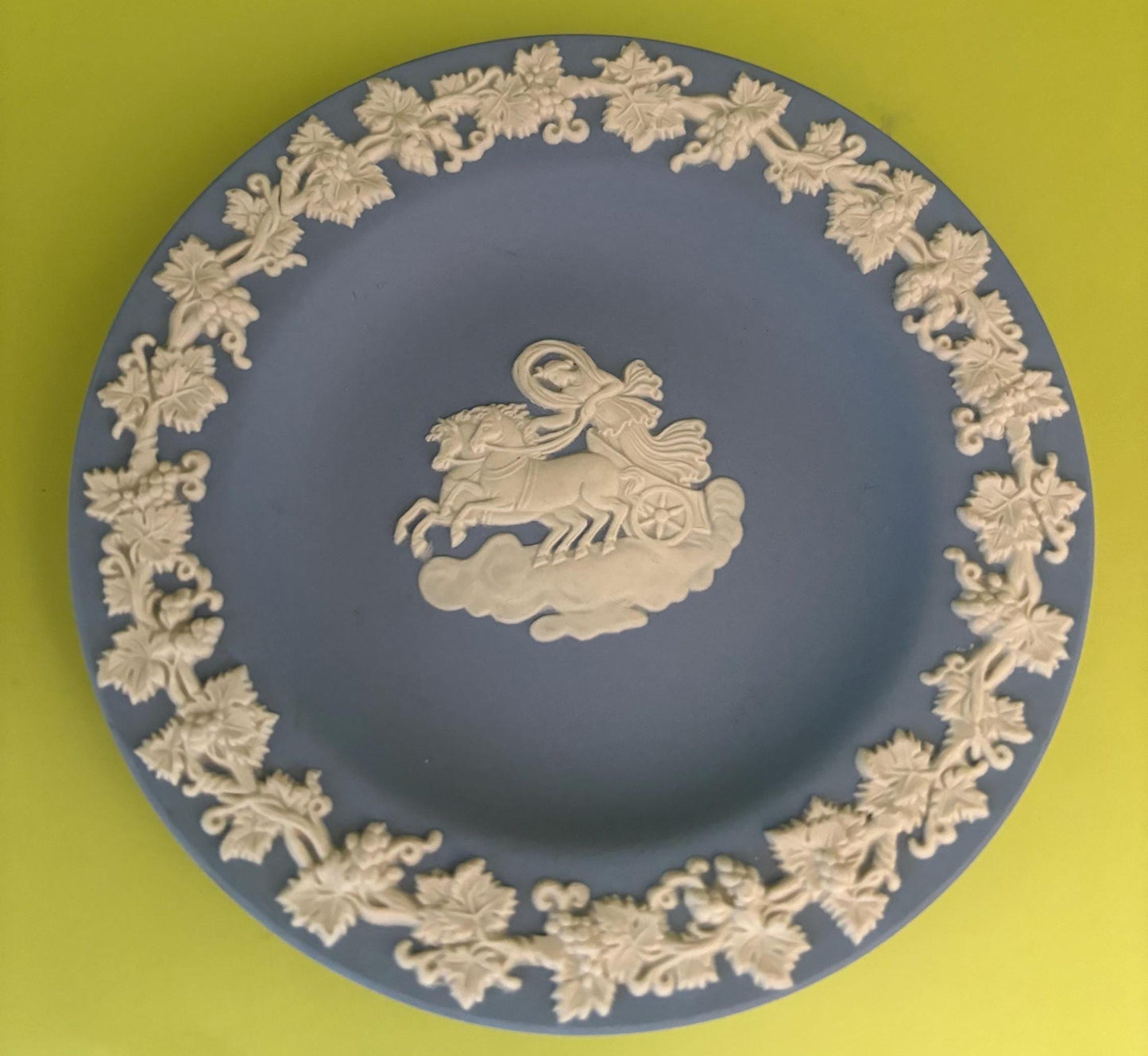 Vintage Wedgwood Blue Jasperware Plate Roman Horse & Chariot Design Lover Antiques and Vintage