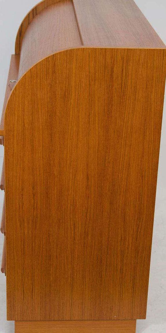 Mid Century Modern Scandinavian Roll Top Secretary with Pull Out Desk Surface and Organization Danish Teak Desk Lover Antiques and Vintage