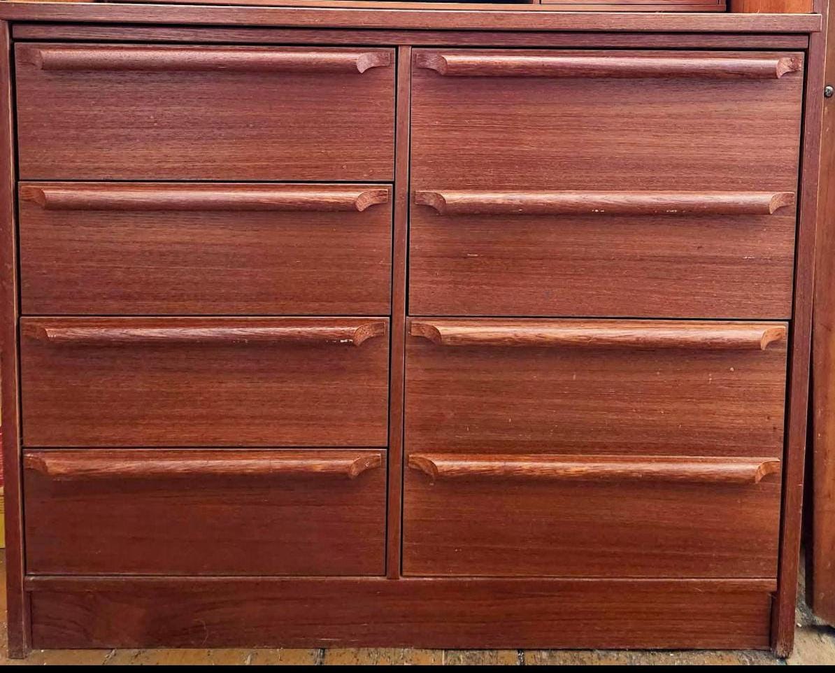 Mid Century Modern Scandinavian Roll Top Secretary with Pull Out Desk Surface and Organization Danish Teak Desk Lover Antiques and Vintage