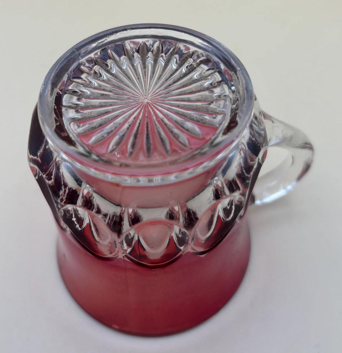 Vintage Cranberry Glass Cup Waterbury Connecticut Bohemian Mug or Spooner Lover Antiques and Vintage