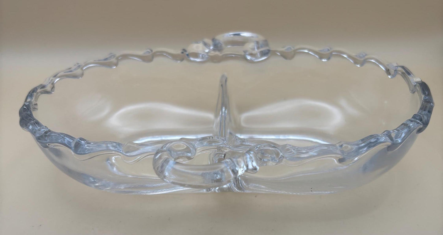 Vintage Fostoria Bouquet Divided Dish Glass Candy Bowl Dish Glass Bowl Lover Antiques and Vintage
