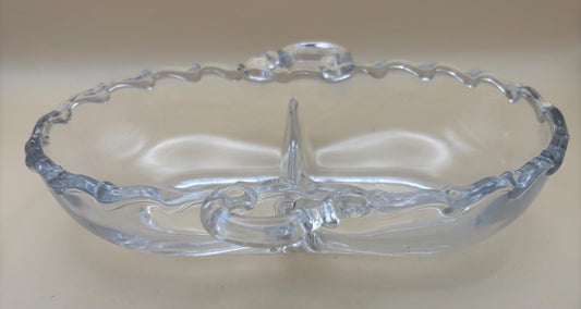 Vintage Fostoria Bouquet Divided Dish Glass Candy Bowl Dish Glass Bowl Lover Antiques and Vintage