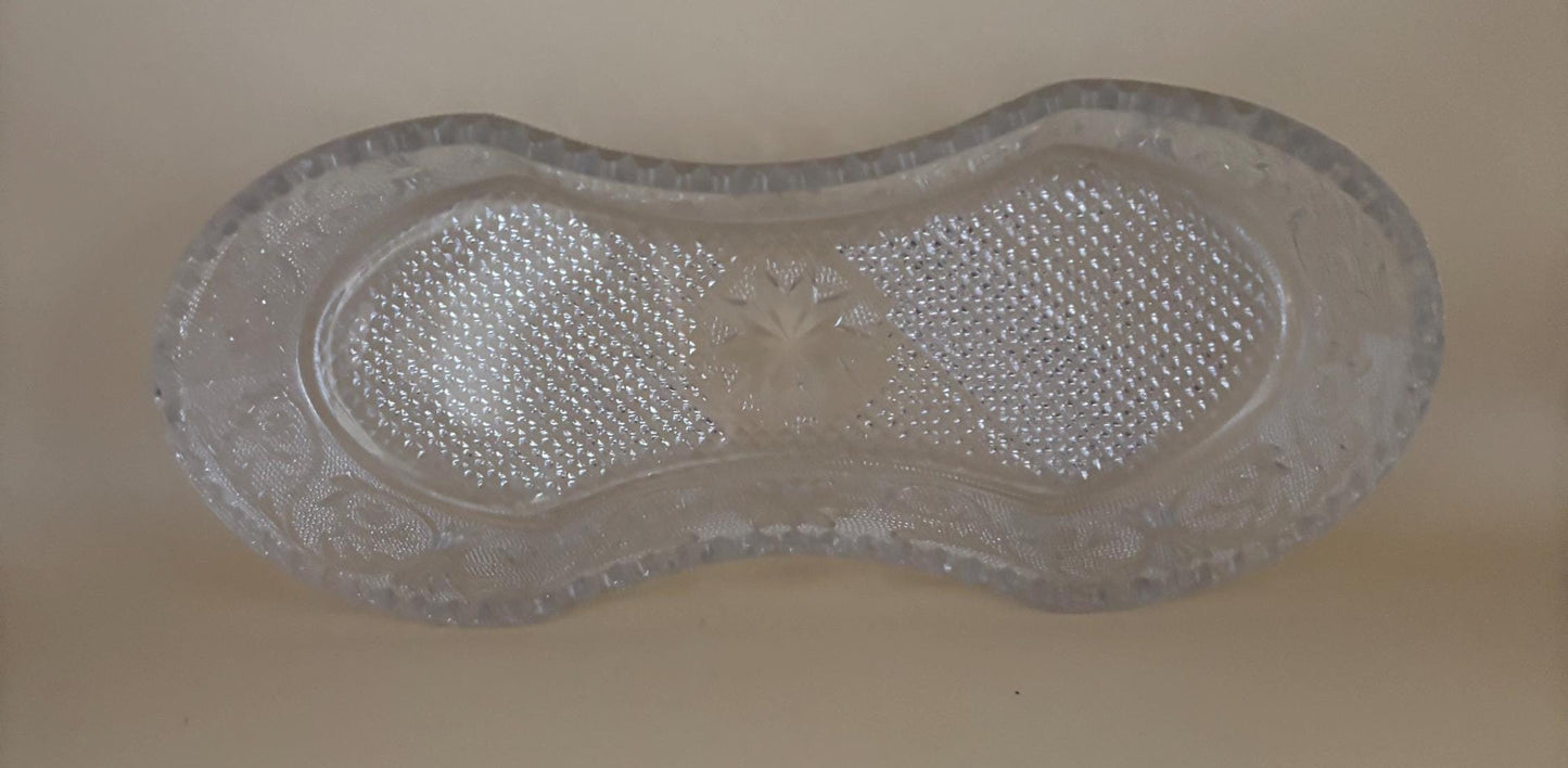 Antique Duncan Miller Glass Sandwich Pickle Celery Dish with Dual Bowl Lover Antiques and Vintage