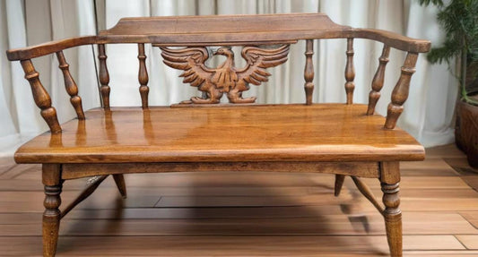 Cushman Colonial Creations Eagle Back Bench Rustic Seating Area Lover Antiques and Vintage