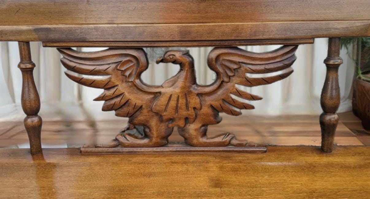 Cushman Colonial Creations Eagle Back Bench Rustic Seating Area Lover Antiques and Vintage