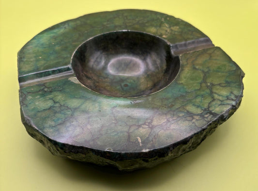 Vintage Green Alabaster Stone Ashtray From Italy Lover Antiques and Vintage
