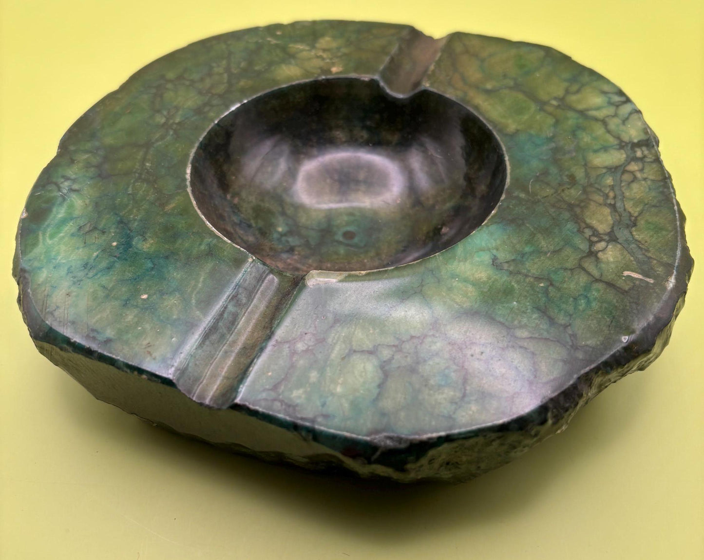 Vintage Green Alabaster Stone Ashtray From Italy Lover Antiques and Vintage
