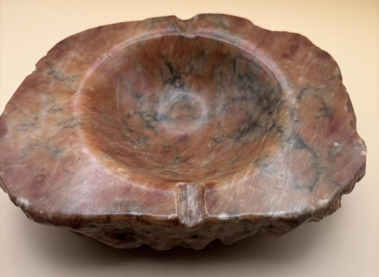 Vintage Brown Alabaster Stone Ashtray From Italy Lover Antiques and Vintage