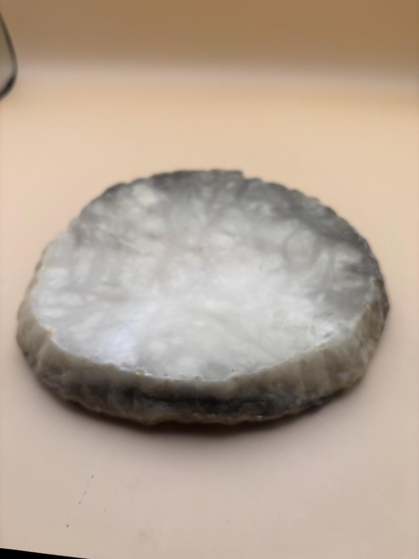 Vintage Italian Lime Cream and Gray Stone Ashtray From Italy Hand Carved Italian Stone Lover Antiques and Vintage