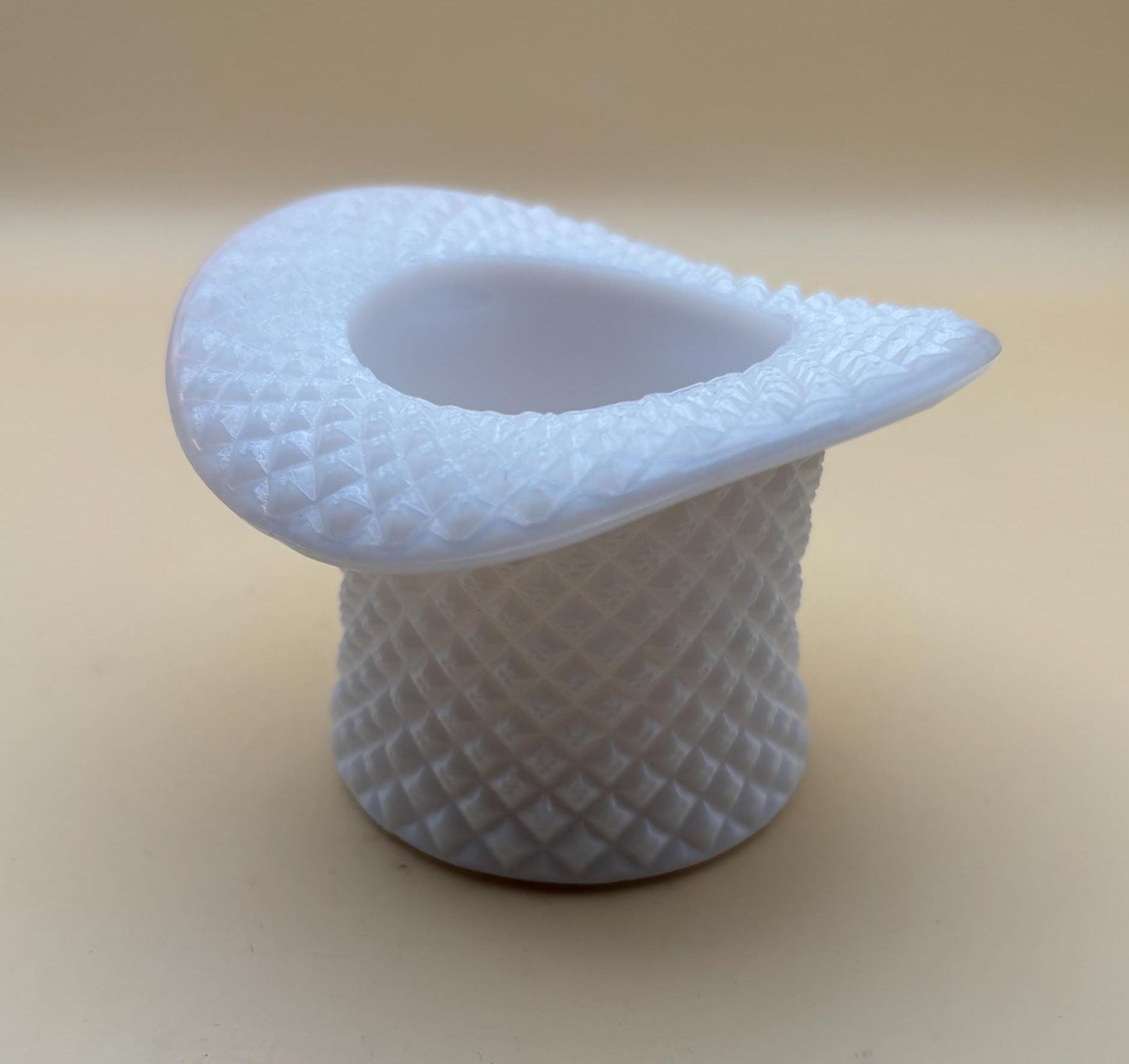 Vintage Fenton White Milk Glass Hat Diamond Cut Glass Art Lover Antiques and Vintage