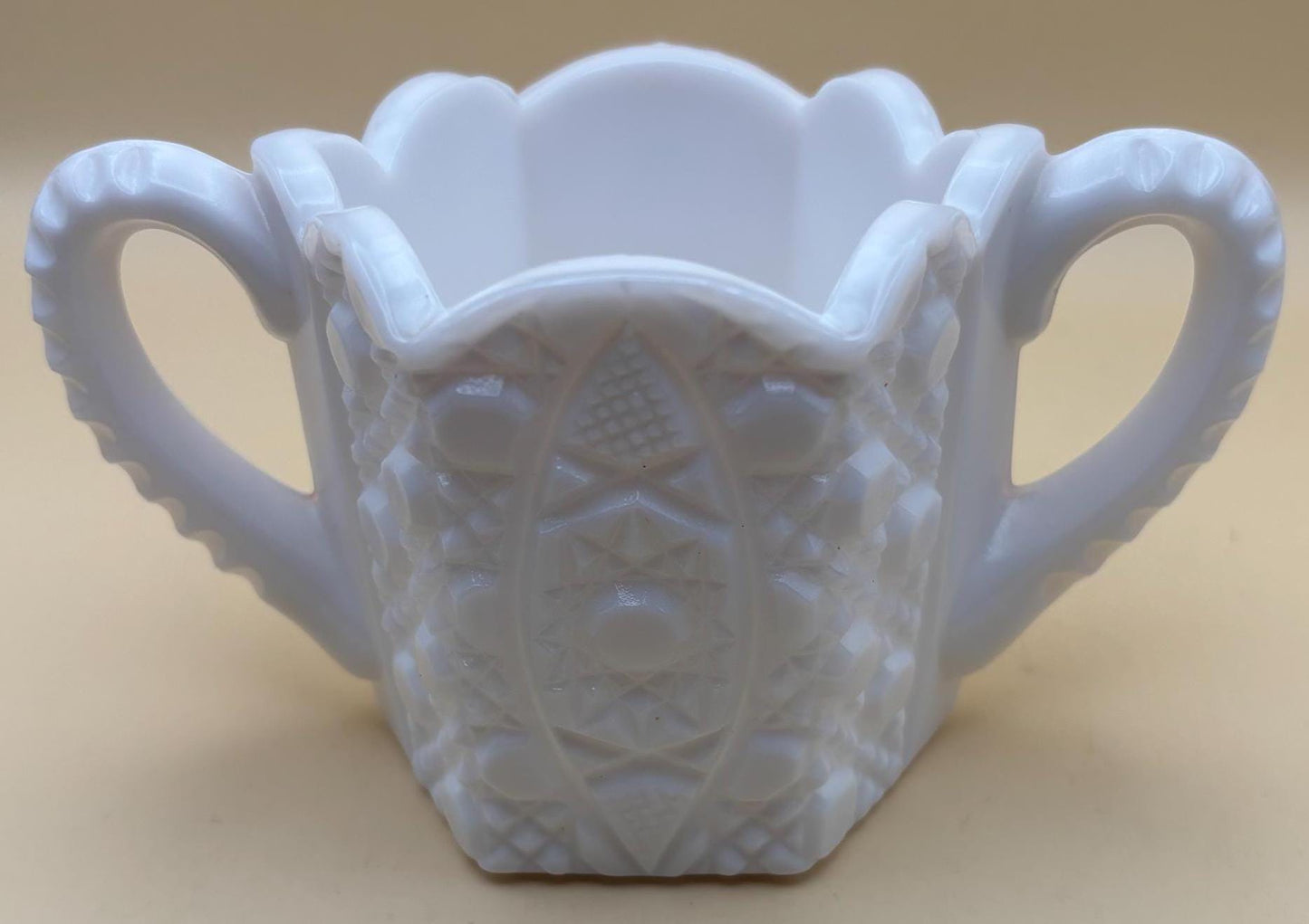 Vintage Rotec White Milk Glass Sugar Bowl Lover Antiques and Vintage