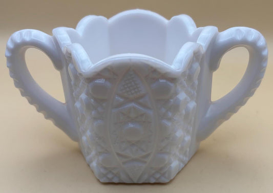 Vintage Rotec White Milk Glass Sugar Bowl Lover Antiques and Vintage
