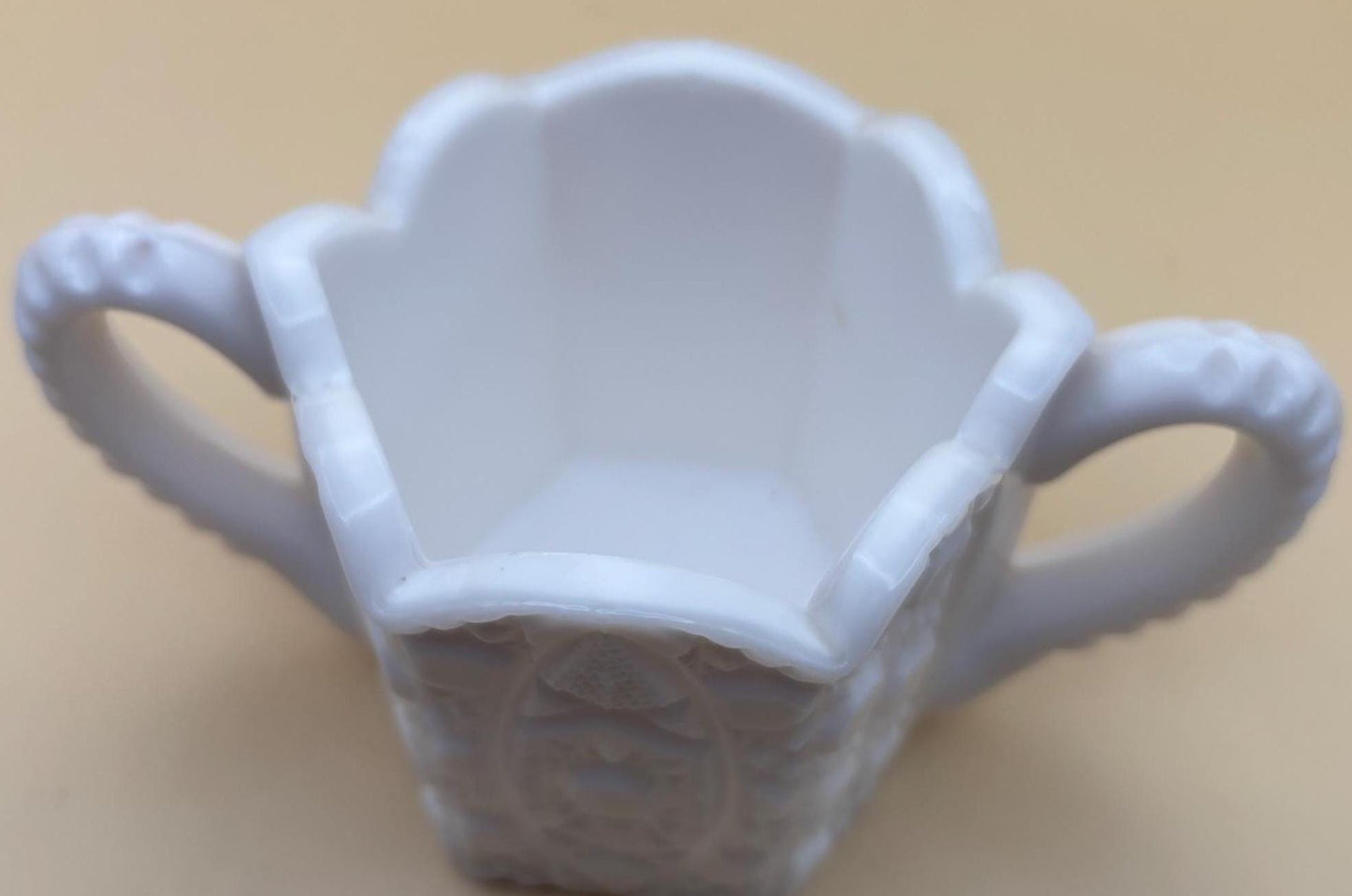 Vintage Rotec White Milk Glass Sugar Bowl Lover Antiques and Vintage