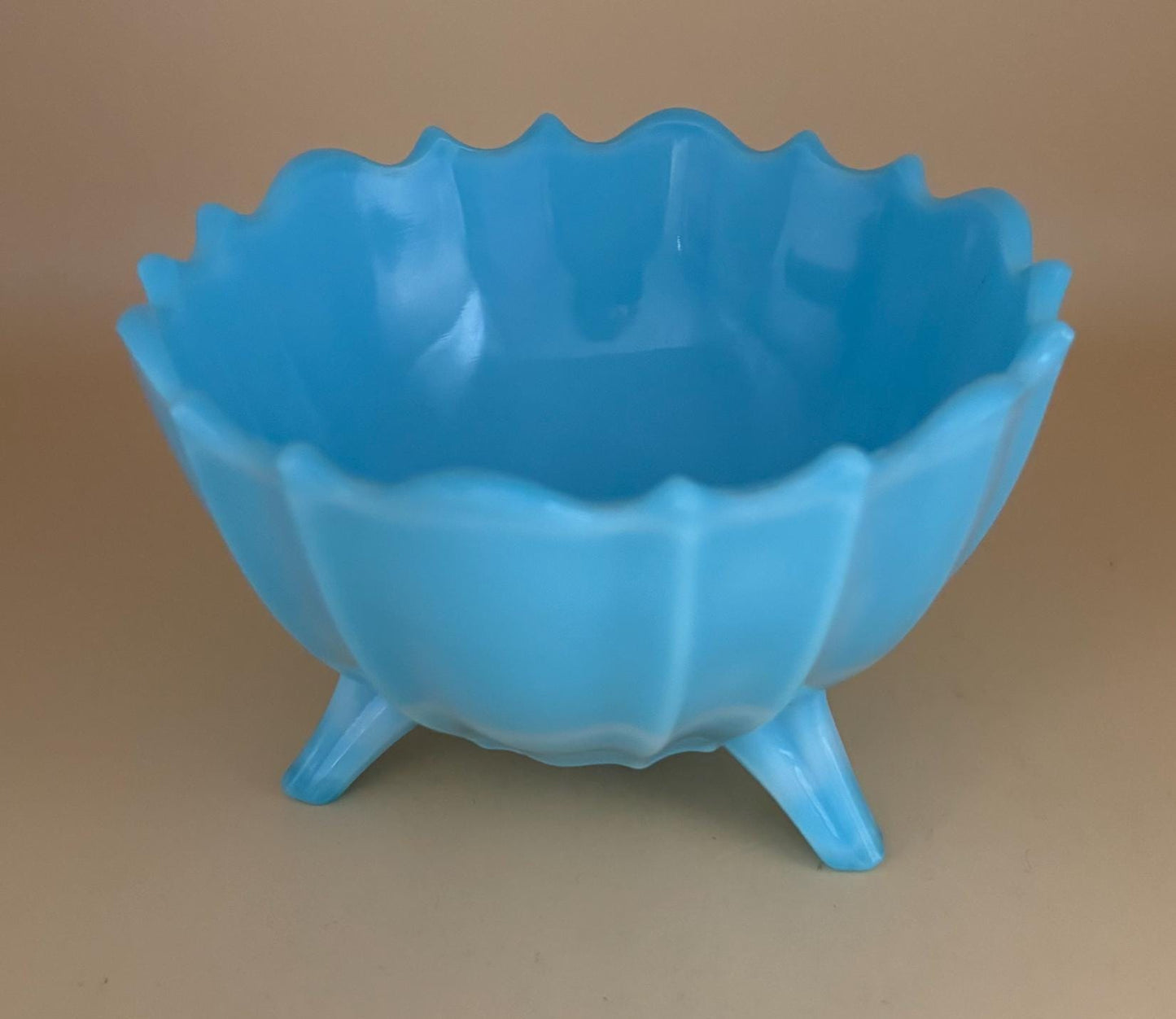 Vintage Westmoreland Blue Three Footed Bowl Lover Antiques and Vintage