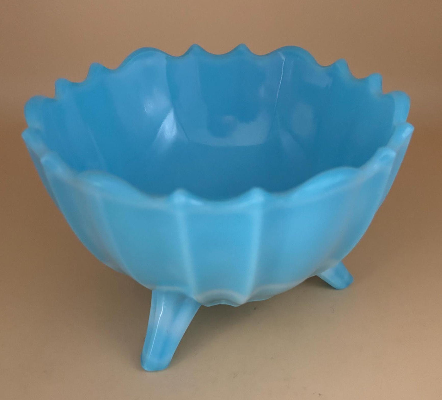Vintage Westmoreland Blue Three Footed Bowl Lover Antiques and Vintage