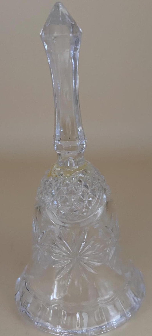 Vintage Crystal Cut Glass Bell Star of David Starburst Heavy Glass Bell Lover Antiques and Vintage