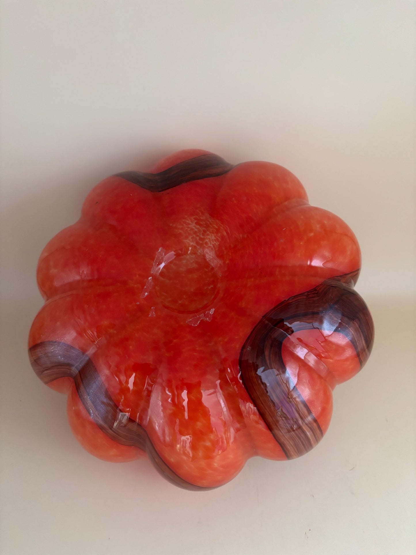 Vintage Orange Glass Pumpkin with Curly Stem Hand Blown Glass Pumpkin Art Lover Antiques and Vintage