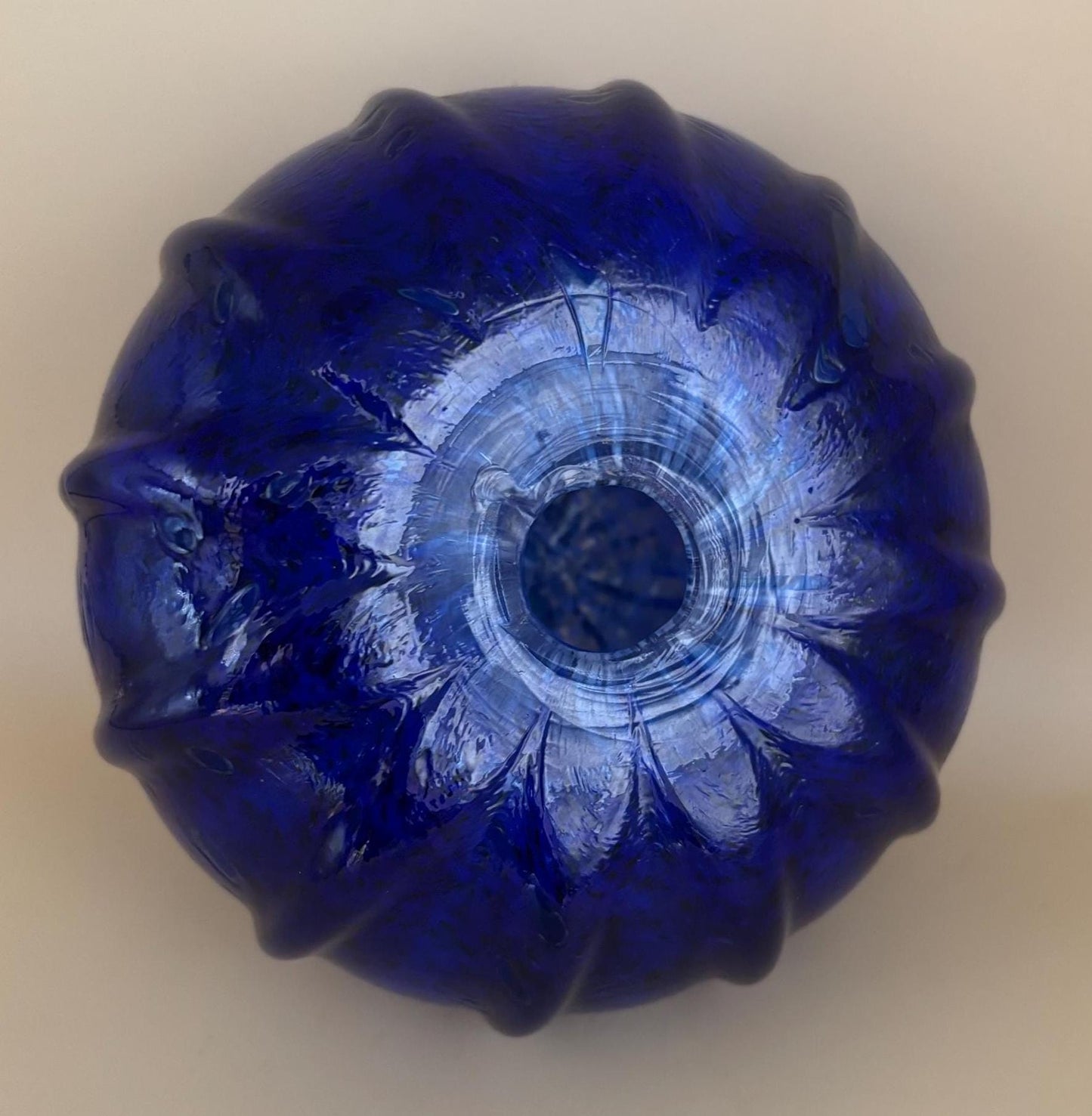 Vintage Cobalt Blue Glass Pumpkin with Curly Stem Hand Blown Glass Art Lover Antiques and Vintage