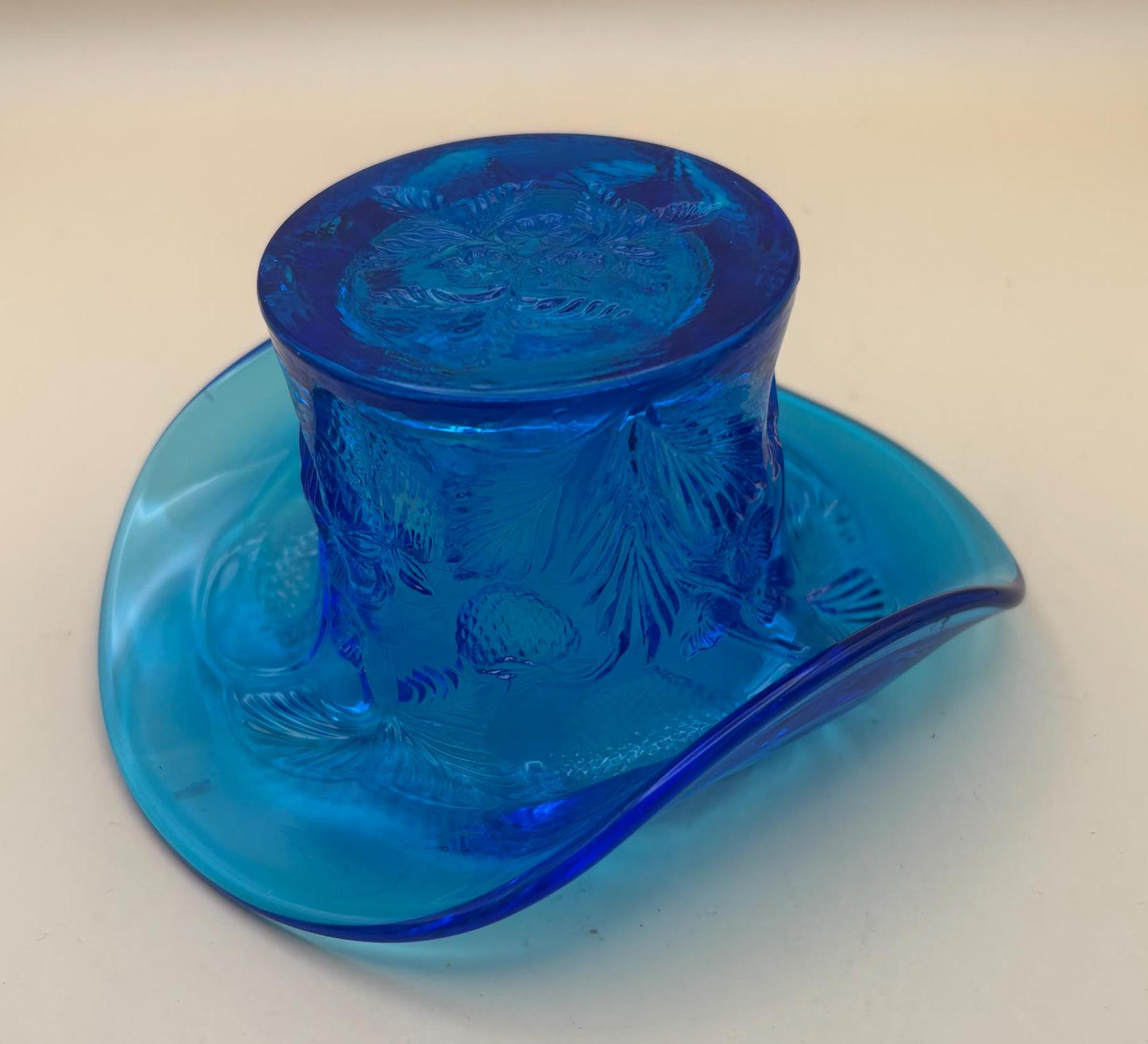 Vintage Fenton Blue Glass Hat Votive Holder Blue Glass Art Lover Antiques and Vintage