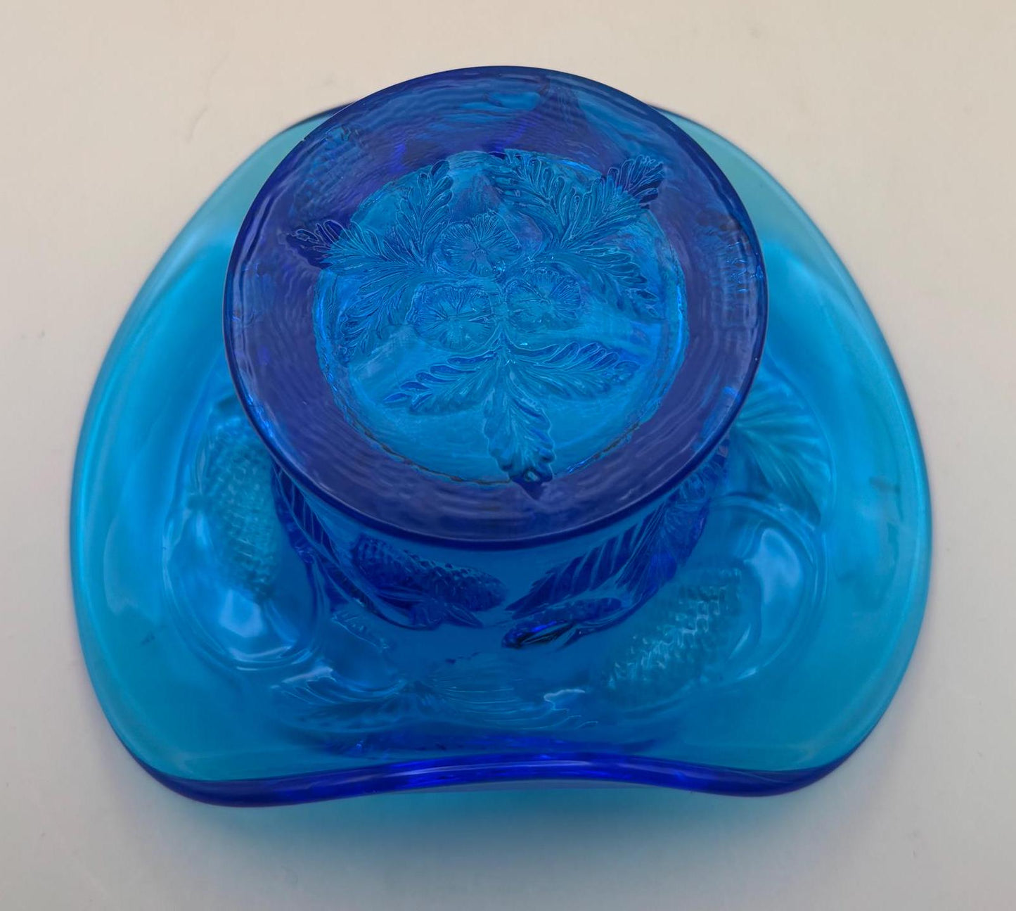 Vintage Fenton Blue Glass Hat Votive Holder Blue Glass Art Lover Antiques and Vintage