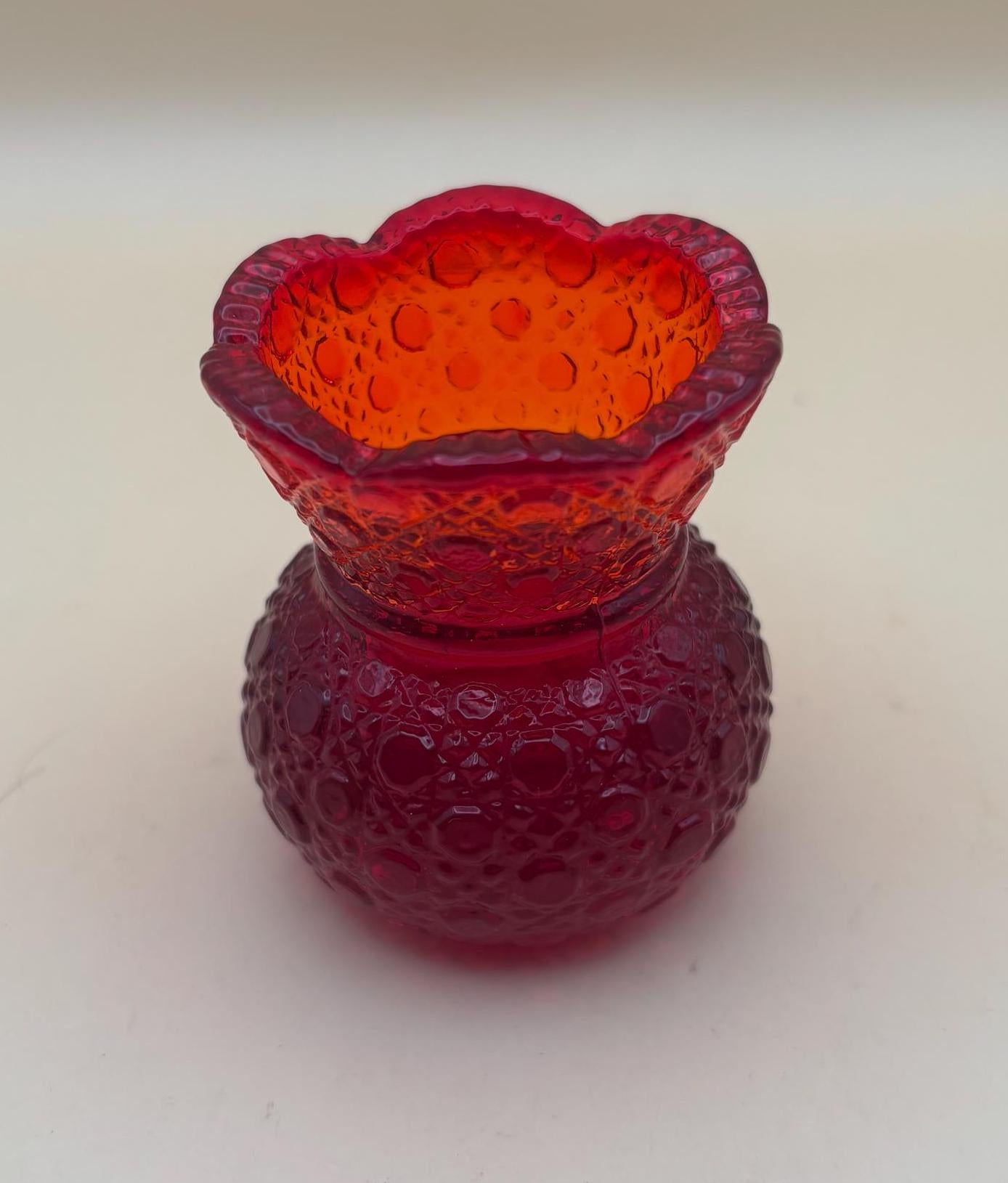 Vintage Red Amberina Mini Vase Small Glass Art Vase Lover Antiques and Vintage
