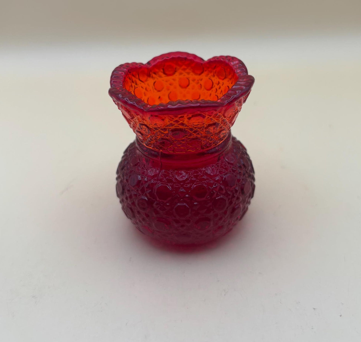 Vintage Red Amberina Mini Vase Small Glass Art Vase Lover Antiques and Vintage