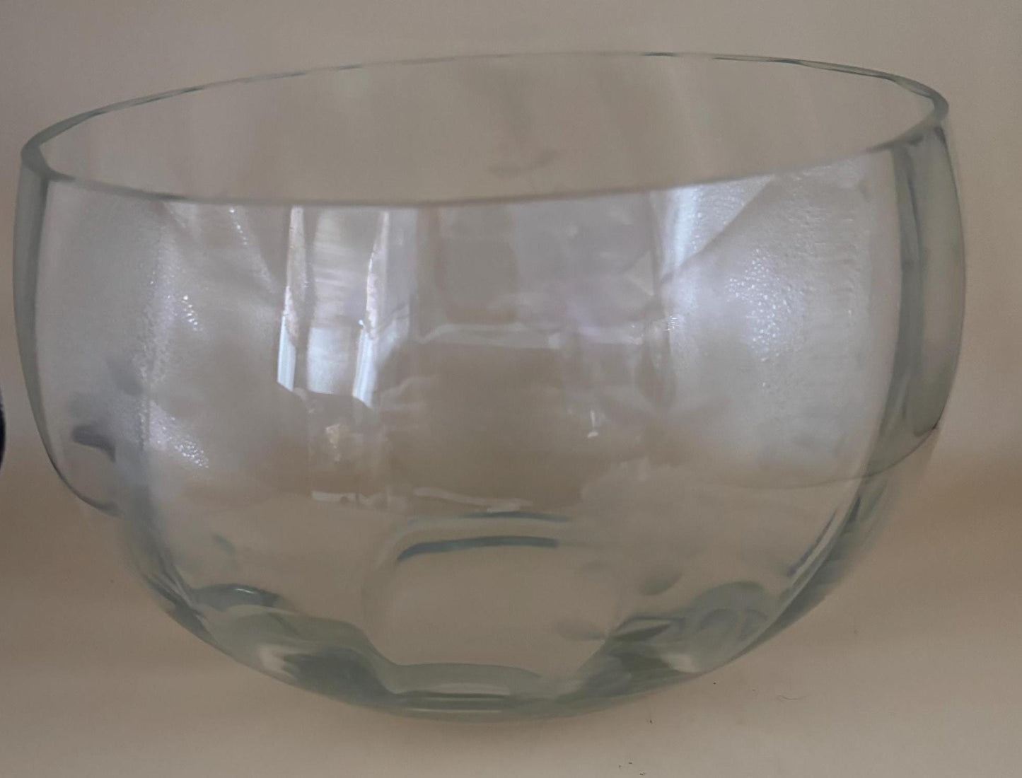 Vintage Crystal Glass Salad Bowl with Flower Etching Lover Antiques and Vintage