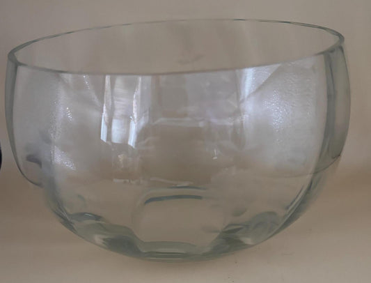 Vintage Crystal Glass Salad Bowl with Flower Etching Lover Antiques and Vintage