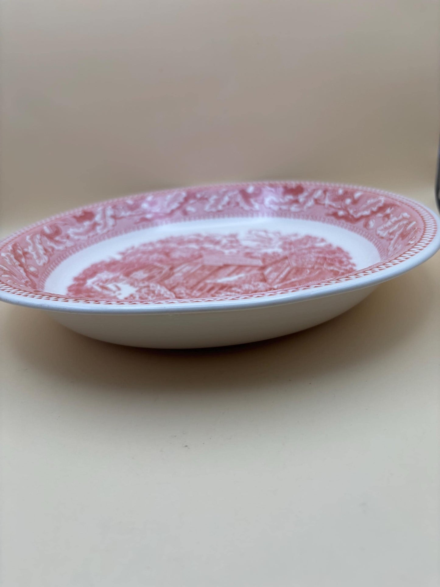 Vintage Red & White Pie Dish Transferware Red Deep Plate Dish Lover Antiques and Vintage