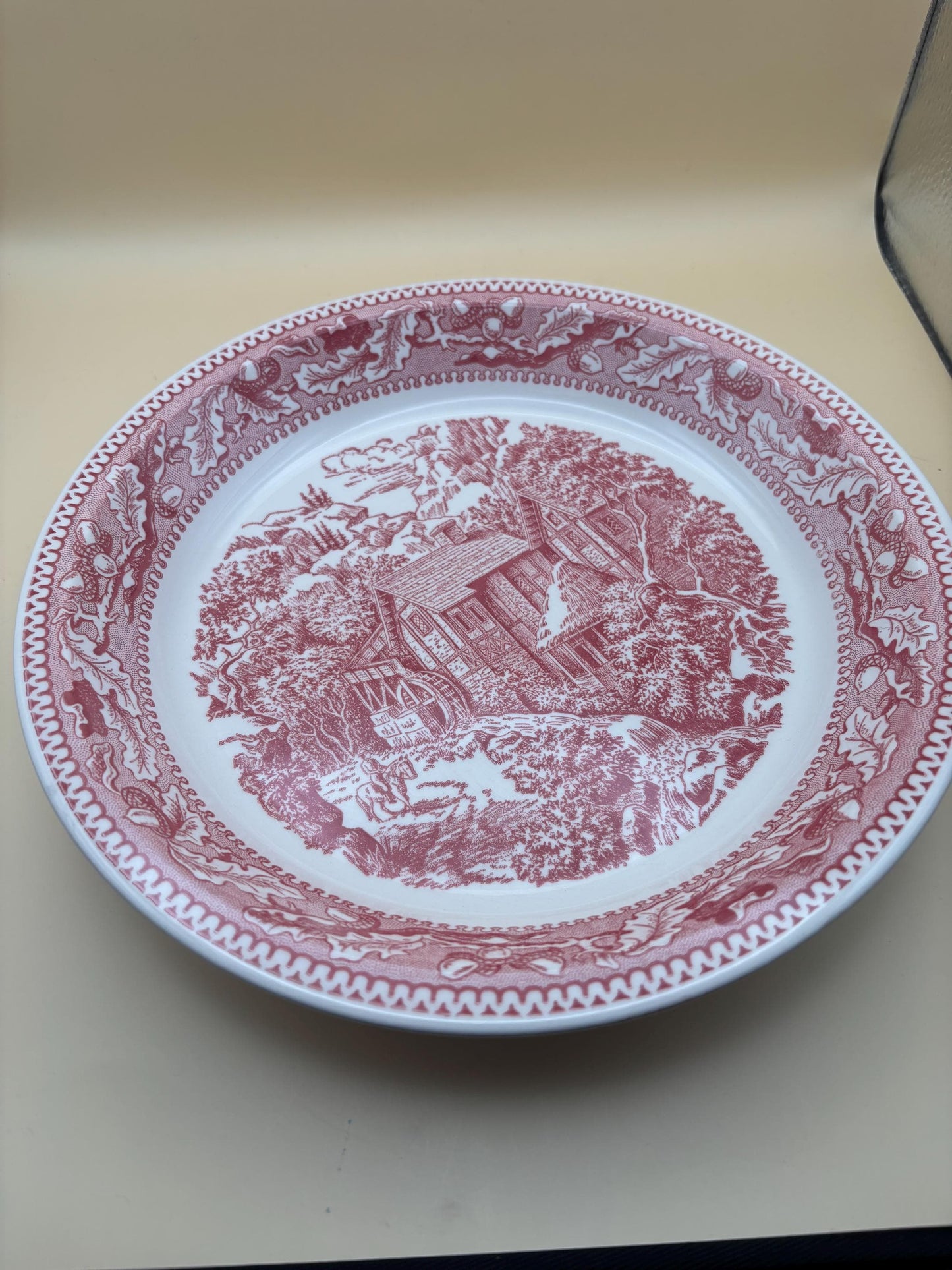 Vintage Red & White Pie Dish Transferware Red Deep Plate Dish Lover Antiques and Vintage