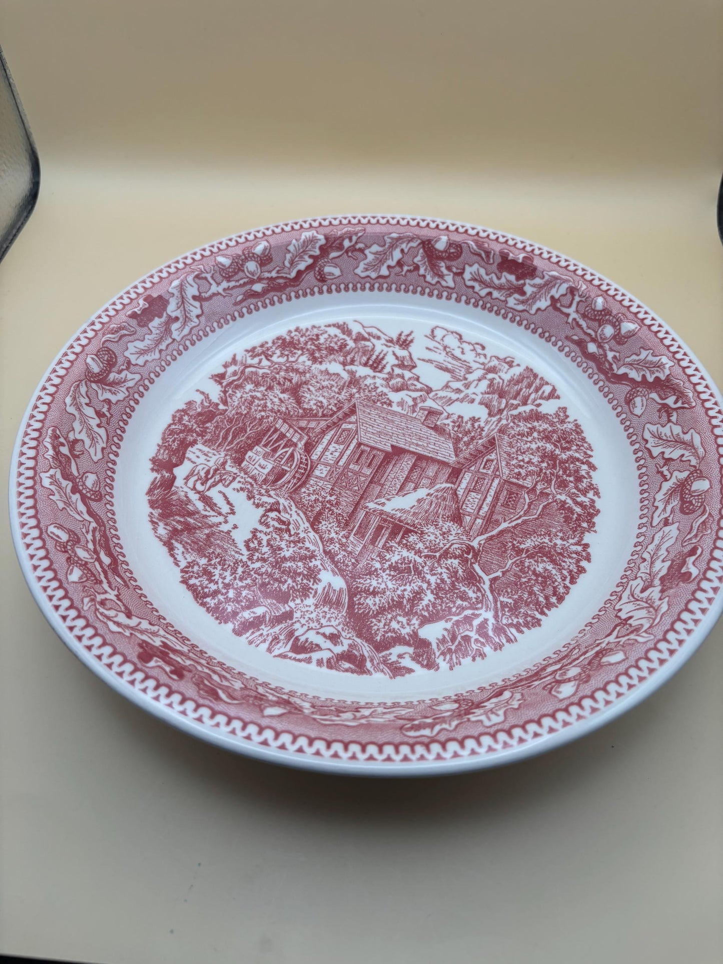 Vintage Red & White Pie Dish Transferware Red Deep Plate Dish Lover Antiques and Vintage